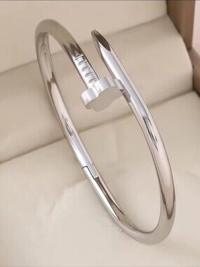 Polished Silver Nail-Head Cuff Bracelet